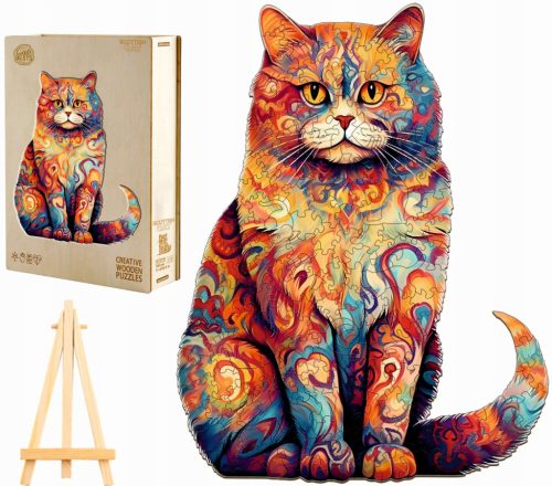  GROSSES HOLZPUZZLE 230 TEILE SCHOTTISCHE KATZE IN EINER HOLZKISTE