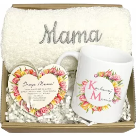    MUTTERTAGSGESCHENK FÜR MUTTER, GESCHENKSET, BECHER-HANDTUCH-ANHÄNGER