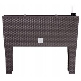    Prosperplast-Blumentopf, 60 cm x 25 x 46 cm, Durchmesser 10 cm, Kunststoff in Braun- und Beigetönen