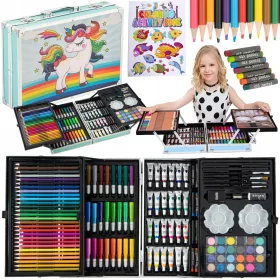    Kunstset zum Malen für Kinder, Koffer 145 Teile, blau, GRATIS