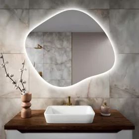    LED Spiegel ohne Rahmen STAIN III 90x77cm, Neutrale Lichtfarbe, Matt