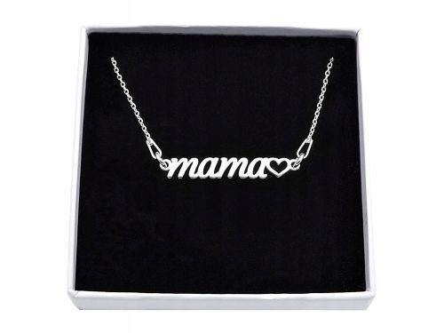  Silberne Halskette mit der Aufschrift „Mutter“, „Herz“, „Muttertag“.