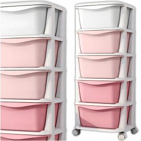    Kunststoffregal, Behälter, Korb, Spielzeug, Schubladen, mobiler Organizer mit 5 Regalen