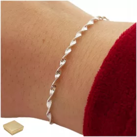    SCHÖNES DAMEN-ARMBAND AUS 925-SILBER SINGAPUR 19 CM FÜR DAMEN + GRATIS