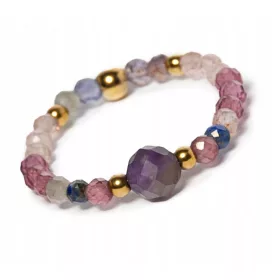  Flexibler Ring Talisman Natursteine Amethyst Granat M