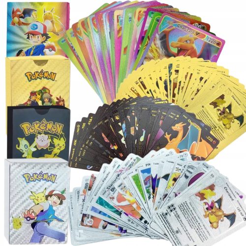  POKEMON-KARTEN GROSSES SET 4in1 GOLD SCHWARZ SILBER REGENBOGEN 220 Stück