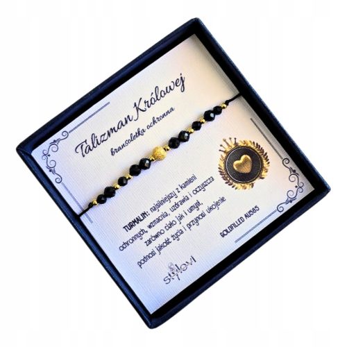  STYLOVI Queen's Talisman-Armband: schwarzer Turmalin, goldgefüllt AU585
