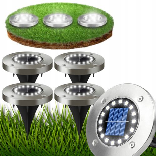  Einbau-Solarlampe SOLAR GARTENLAMPE LED-LAMPEN Silber 12,6 cm 4 Stk.