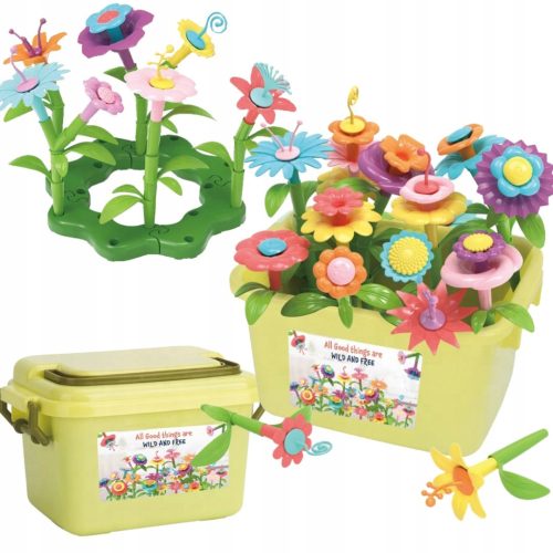  BAUSTEINE BLUMEN BLUMEN GARTEN GROSS IM BOXBEHÄLTER 135 STÜCK. + Eine Box für Blöcke