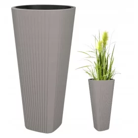    Blumentopf Grando, 39 cm x 39 x 80 cm, Durchmesser 39 cm, Kunststoff in Braun- und Beigetönen