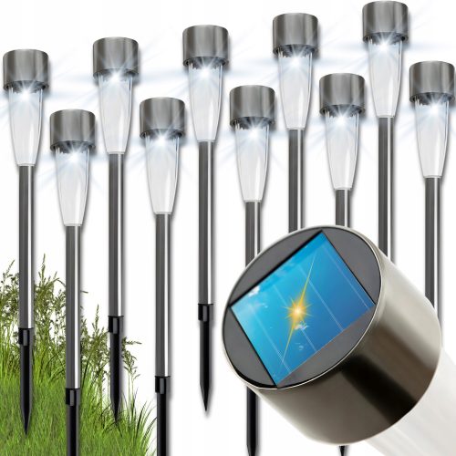  10× NTGARDEN eingebettete Solarlampe, silber, 38 cm, 1 Stk.