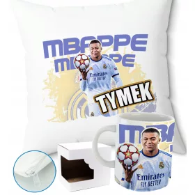   KISSEN + BECHER-SET MBAPPE KYLIAN ECHTES GESCHENK FÜR EIN KINDMUSTER