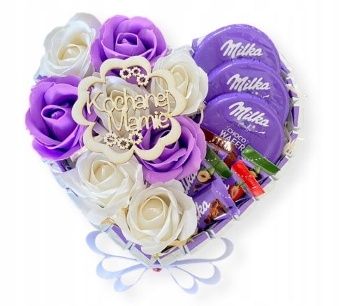  Herzkuchen aus Milka-Süßigkeiten. Geschenkbox-Set
