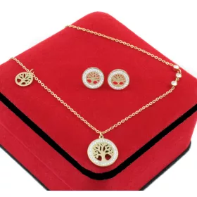  SCHMUCKSET CHIRURGENSTAHL GLÜCKSBAUM VERGOLDET