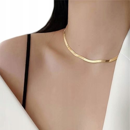  GOLD-ABENDESSEN-HALSKETTE, CHIRURGENSTAHL 40 cm + 5 cm