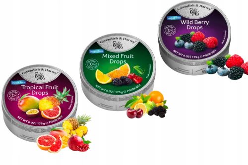 C&H Zuckerfreie Tropenfrucht- und Wildbeeren-Bonbons, 3er-Pack 175g