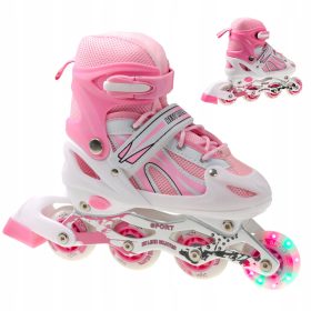  VERSTELLBARE INLINE-SKATES ROSA 30-33 LED-RAD ALS GESCHENK