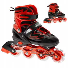    VERSTELLBARE INLINE-SKATES ROT SCHWARZ 34-37 LED-RAD ALS GESCHENK