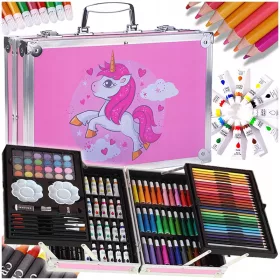    KÜNSTLERISCHES MALEREI-SET FÜR EIN KIND 145 ELEMENTE + SOLIDES KOFFER