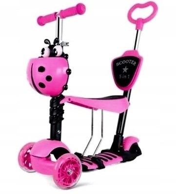  DREIRAD-BALANCIERROLLER BIEDRONKA 5in1 LED ROSA