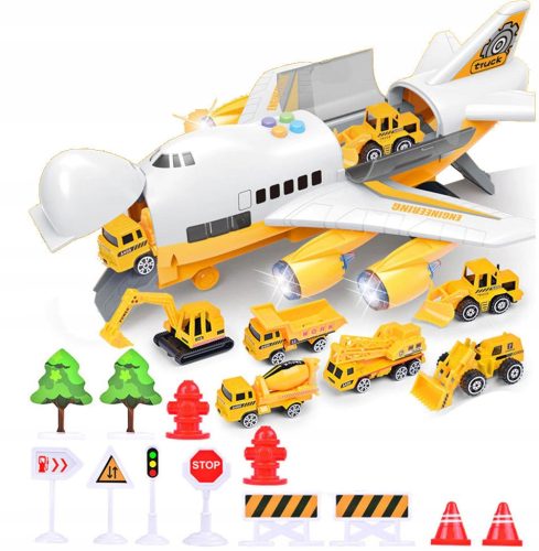  GROSSES EINWEGFLUGZEUG MIT AUTOS, BAGGER, BULLDOZER