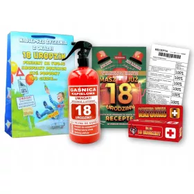    Fertiges Geschenk zum 18. Geburtstag für Freund, Feuerlöscher + Wünsche