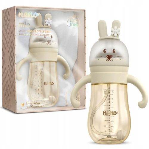  NENO MIO CREAM INNOVATIVER BECHER, FLASCHE MIT BEWICHTETEM STROHHALM, 300 ml