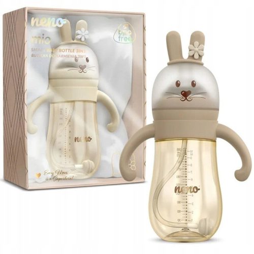  NENO MIO BROWN INNOVATIVER BECHER, FLASCHE MIT BEWICHTETEM STROHHALMHAHMEN, 300 ml