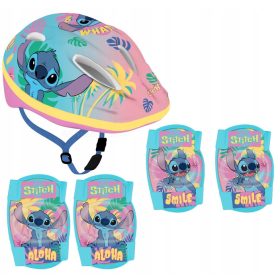   Kinderfahrradhelm für Roller Scooter STITCH STICZ Größe. M 52–56 cm + FAHRRADSCHUTZ FÜR KINDER KNIE, ELLENBOGEN, LILO STITCH