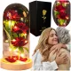  SCHÖNE DREIFACHE ROSE, 3 ROSEN IN GLASBLÜTENBLÄTTER, GESCHENK