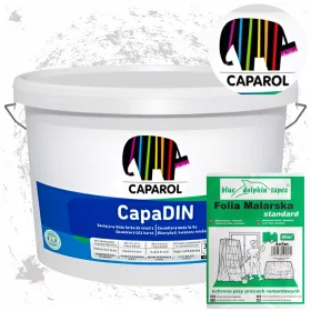    Caparol Latex-Wandfarbe 10 l mattweiß + Blue Dolphin Malfolie 5 x 4 m