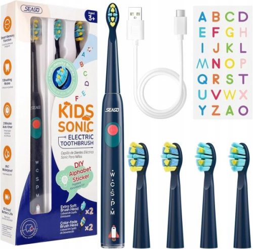 SCHALLZAHNBÜRSTE FÜR KINDER, PERSONALISIERBAR AB 3 JAHREN, USB-LADUNG BLAU