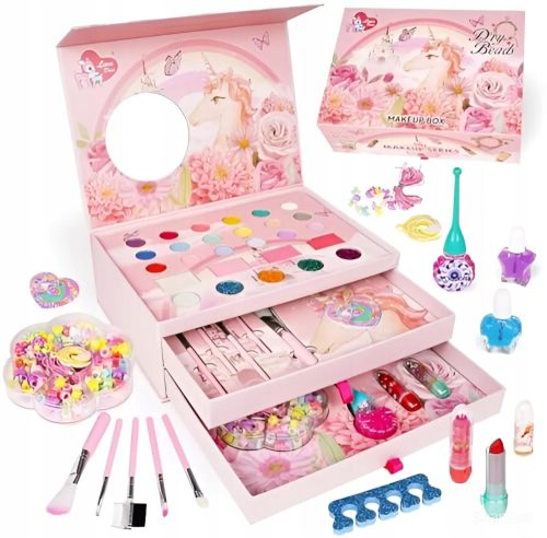  Make-up-Set, Kosmetikspiegel, Schubladen, 18 Farben, 5 Glitzer
