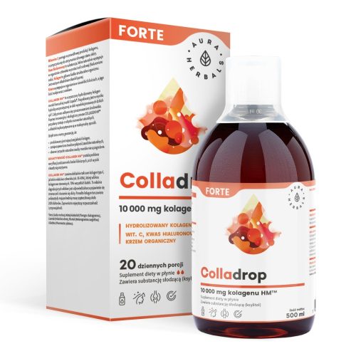AURA HERBALS Colladrop Forte - Marine Kollagen mit 10.000 mg für Ihre Gesundheit und Jugend, 500 ml