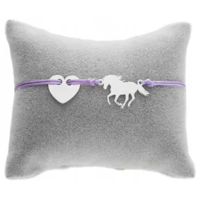  Schnurarmband Pferd Pferdeherz Herz GRAVIERTES SILBER 925