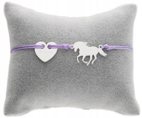  Schnurarmband Pferd Pferdeherz Herz GRAVIERTES SILBER 925