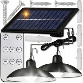    SOLARLAMPE 2x LED-KRONLEUCHTER HÄNGEND AUSSENGARTEN SILVERSHARKY PANEL