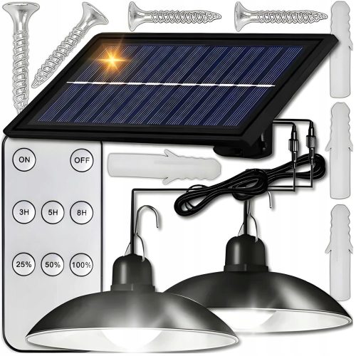  SOLARLAMPE 2x LED-KRONLEUCHTER HÄNGEND AUSSENGARTEN SILVERSHARKY PANEL