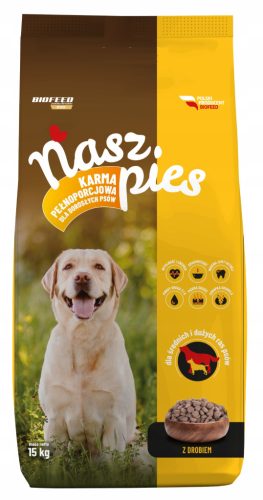  BIOFEED Unser Hund mit Geflügel Trockenfutter für Hunde 15KG