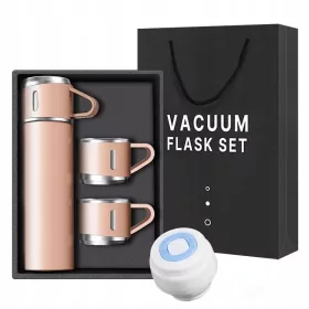    GESCHENKSET FÜR DAMEN ROSA THERMOSKARTE 500ML + DREI BECHER GESCHENK!