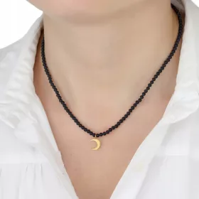  Mondhalskette für Damen, vergoldeter Edelstahl