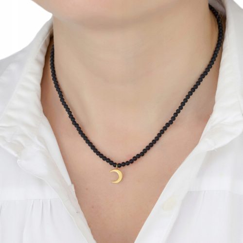  Mondhalskette für Damen, vergoldeter Edelstahl