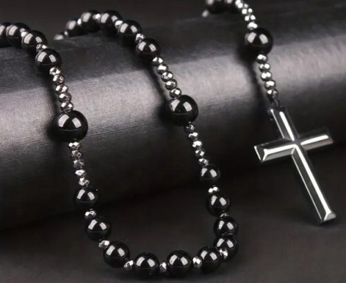Eleganter Rosenkranz aus Naturstein, Hämatit, Naturstein, Paracord