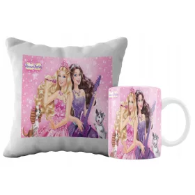  SUPER-SET AUS BECHER + BARBIE-KISSEN + NAMEN