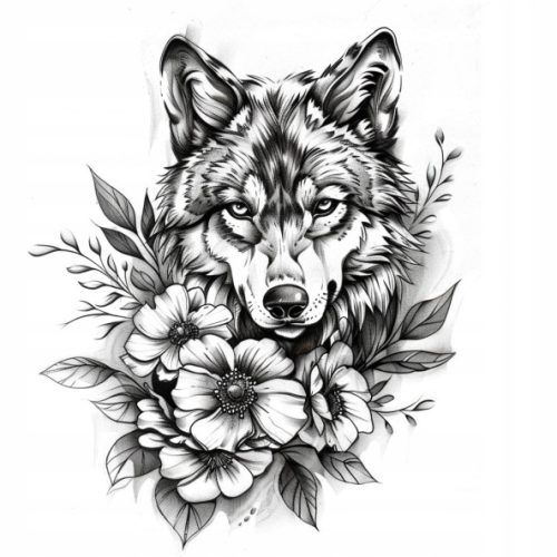  VORÜBERGEHENDES WASSERDICHTES TATTOO Wolfsblumen Herren Damen WASCHBAR