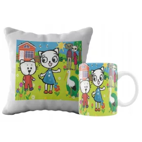    SUPER-SET AUS BECHER + KISSEN, KITTY CAT'S FAIRY TALE + NAME