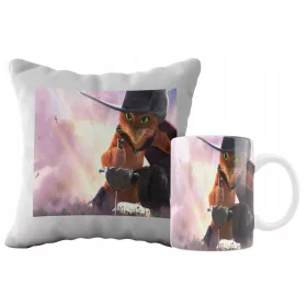  SUPERBECHER + KISSENSET DER GESTIEFELTE KATER SHREK + NAME