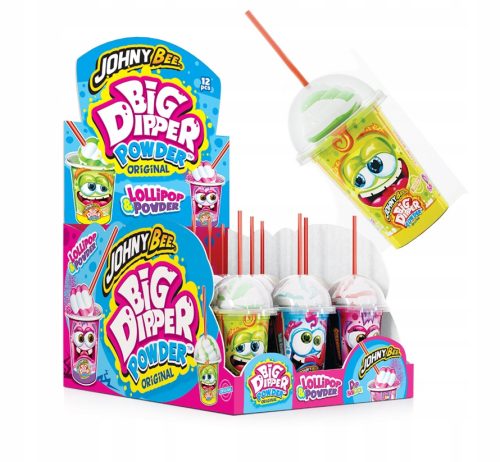 JOHNY BEE BIG DIPPER POWDER - Fruchtige Lollis mit Sprudelpulver