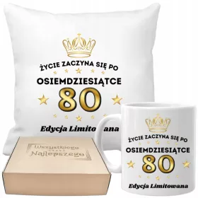    Geschenkset aus Kissen und Tasse zum 80. GEBURTSTAG in einer Box