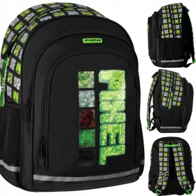    Starpak-Schulrucksack mit einem Fach, Schwarz, Grüntöne, 23 Jahre alt
